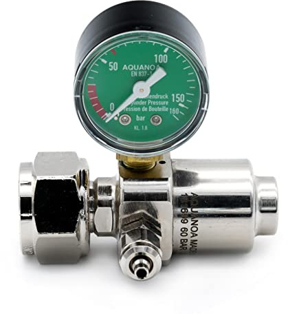 Aqua-Noa CO2 - Druckminderer Basic Variante Basic M1, Mehrweg, 1 Nadelventil, 1 Manometer | CO₂-Druckminderer für Mehrwegflaschen mit Manometer und Feinnadelventil zur präzisen Einstellung der CO₂-Zufuhr im Aquarium.