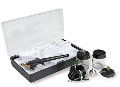 Outletdelocio Completo Set de Aerografia con Cambio rapido de Color. 5 depositos, Manguera y adaptadores
