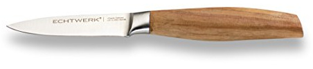 Echtwerk Skalkniv Classic-Edition av högkvalitativt stål, frukt och grönsakskniv, kökskniv, specialstål, handtag av akaciaträ, rostfritt stål, bladlängd: 8,8 cm