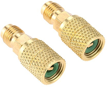 Aupoko Lot de 2 adaptateurs pivotants droits R410A, mini adaptateur divisé R410A avec filetage SAE femelle 5/16 x SAE mâle 6,35 mm SAE mâle, convient pour climatiseur CVC Mini Split System