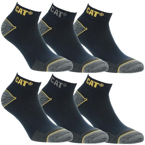 Caterpillar Calze da Lavoro Uomo CAT 6 PAIA Corte alla Caviglia Antinfortunistiche Rinforzate su Tallone e Punta con Trama Rinforzata Filati di Ottima Qualità (43-46, Blu)