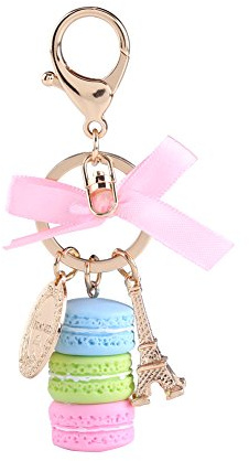 Fdit Macaron Schlüsselanhänger aus Legierung, niedlich, bunt, Macaron, Eiffelturm, Anhänger, Auto, Charme, Dekoration für Haus, Kinder, für Party und Weihnachten, blau, 7 * 6