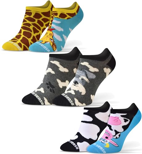 sesto senso Chaussette Courte Fantaisie Femme Homme Coton Drôle Socquette