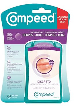 Compeed Parches Herpes Labial, Tratamiento Hidrocoloide Curación Rápida, Pack 15 uds.