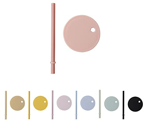 Design Letters Deckel mit Strohhalm für Baby und Kinder Persönliche Trinkglas aus Tritan (Nude) - BPA-frei, BPS-frei, hält den Strohhalm mit einem Stopfen an Ort und Stelle, spülmaschinenfest, 15 g