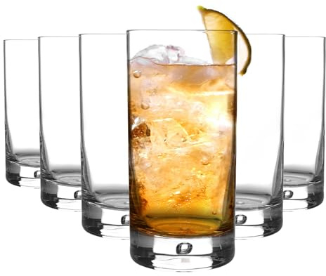 Bormioli Rocco 12 Piece Barglass Highball Glasses Set - Classic Contemporary Cocktail Tumblers - Bubble Base - 375ml