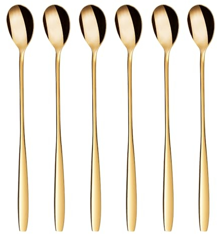 GRÄWE Eis- und Latte-Macchiato-Löffel aus Edelstahl, langer Löffel, ideal für Kaffee, Desserts und Eistee, spülmaschinenfest, goldfarben