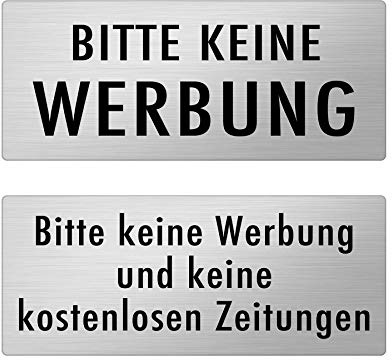 Schild bitte keine Werbung und kostenlosen Zeitungen Briefkastenschild | witterungs- und UV-beständig, Premium Acryl, Schild, biegbar, für gewölbte Briefkasten geeignet, hochwertig, Edelstahl Optik