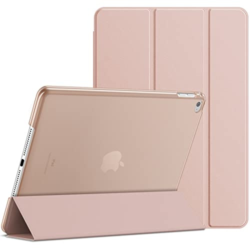 JETech Hülle für iPad Air 2, Roségold | Schlanke Transluzent Rückseite, Dreifach-Ständer, Auto Schlafen/Wachen, Stoßschutz