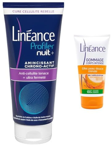 Linéance Anti-Cellulite Tenace Ultra Fermeté Profiler Nuit+, 180ml & Gommage Corps Intense, 100% d'Origine Naturelle, 150ml
