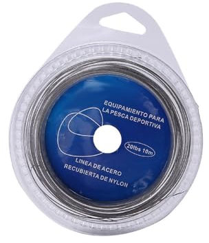 Socobeta 5 Arten Angelschnüre aus Stahldraht, 10 M, 7 Stränge, Geflochtenes Vorfach, Seefischerei, Stahldraht, mit Kunststoff überzogen, Angelschnur, Drahtvorfach, Vinylbeschichtete(20 lbs)