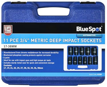 Blue Spot Tools 11 PCE 3/4 Metric Deep Impact Sockets (17-38mm)