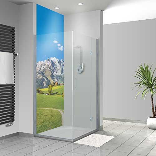 WANDFREUDE individuelle Duschrückwand Aluverbundplatte auf Maß (1 Stück - Wilder Kaiser - Premium Brillant Lack) – Dusche Wandverkleidung Duschwandverkleidung Duschrückwände