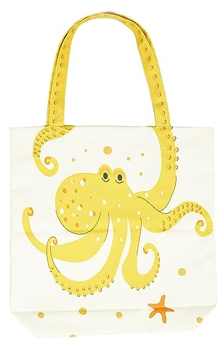 ecrou Jutebeutel, Tote Bag, Stofftasche Einkaufstasche Faltbar Stoffbeutel,Digital Bedruckt Tragetasche Stofftasche Ostern Bunt Desigual Tasche Damen 50 * 42 cm Krake