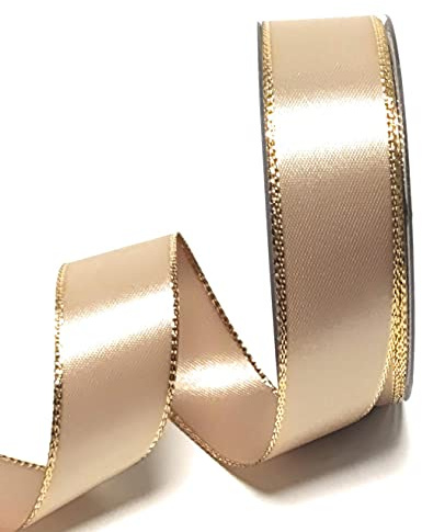 s.dekoda Satinband 25m x 25mm Toffee - Gold Weihnachtsband Schleifenband Dekoband Geschenkband [1371]