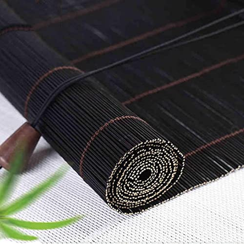 Pxzybd Bambusrollos Schwarz,Natürliche Bambusvorhänge Für Fenster 50cm 60cm 70cm 80cm 90cm 100cm Sonnenschutz Rollläden,Bambus Jalousien, Raffrollos,Rollo Bambus Für Innen Außen,W×H-50x80cm/20x31in