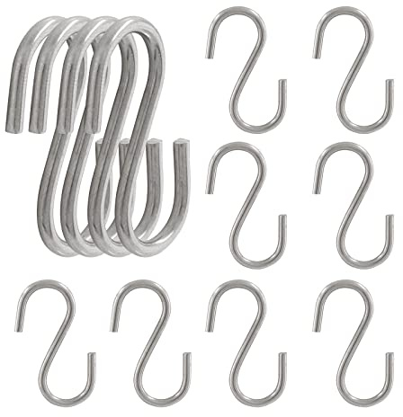 HARSKIYER 12pcs 304 Stainless Steel S Hooks, 0.08'' / 2mm. Metal S Shaped Hooks Heavy Duty Hangers Hanging Hooks for Hanging Pots Plants Cups Clothes Keys Caps