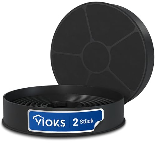 VIOKS Set 2x Kohlefilter Dunstabzugshaube 105mmØ Ersatz für Respekta Aktivkohlefilter MIZ0058 MIZ 0058 PKM CF130 Candy 49040890 35602288 49040117 352C66 - Kohlefilter für Dunstabzugshauben Respekta