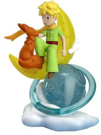 Der Kleine Prinz mit Fuchs auf dem Mond