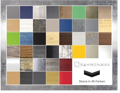 RahmenMax Skane Puzzlerahmen Bilderrahmen Posterrahmen 36x49 cm Silberglanz Vintage Passgenau Handgefertigt inklusive Antireflex Acryl Verglasung