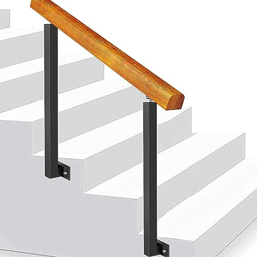 Corrimano in ferro battuto da 90/120 cm - Misura 1 gradino Ringhiera per scale da esterno Corrimano di transizione per gradini in cemento o legno, con 2 staffe regolabili a 270° 85 cm 95 cm ( Colore :