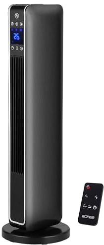 Termoventilatore in ceramica, telecomando, timer da 8 ore, oscillante a 75°, 3 livelli, freddo, 1200, 2200 Watt, riscaldatore, riscaldatore elettrico, regolazione della temperatura: 10-49 °C, display