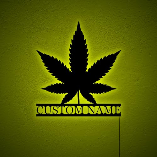 Personalized Cannabis Wall Light, Flower Decor Led Sign, Weed Light, Housewarming Wall Sign, Marijuana Pot Cannabis Weed Plant 420 Leaf Art, Birthday Xmas Christmas Gifts, RGB 16 Colors Changing