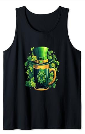 Chope à bière St Patrick Chapeau Leprechaun Fête irlandaise Débardeur
