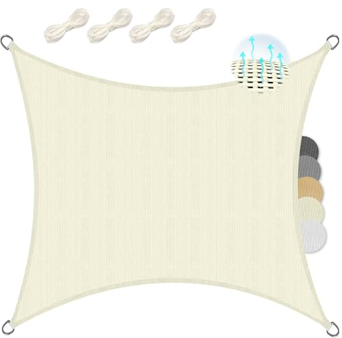 Sol Royal SolVision HS9 Lona de Sombra 2x2 m Crema Rectangular - toldo Transpirable para terraza jardín casa de Playa HDPE Protección UV Protección Solar 200x200 cm