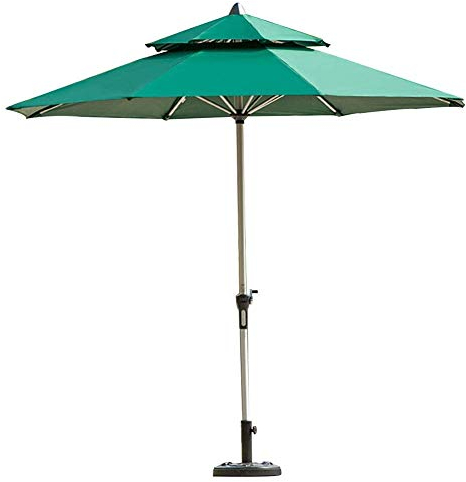 CMJSGG Gartensonnenschirm, Terrassenschirm für den Außenbereich, Marktschirm mit Sockel, großer tragbarer versetzter Terrassenschirm für den Poolbereich, die Terrasse, den Gart