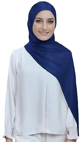 Lina & Lily Sheen Shimmer dam crepe halsduk sjal wrap huvud hijab lätt, Kungsblå, en storlek