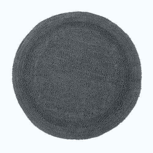 Homescapes Runde Badematte grau, Premium Badvorleger 80 cm, Badteppich Baumwolle mit Wende-Design