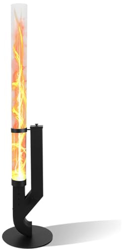ISOISL Outdoor Pellet Fire Torch Patio Heater, Stainless Steel Flame Tower with 100×8 cm Glass Tube, Decorative Garden Fire Column for Terrace, Eco-Friendly Pellet Burning Heater, Easy to Assemble