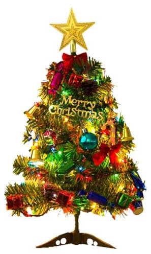 Mini árbol de Navidad tradicional de 50 cm con luces de pino de PVC para decoración de mesa 2025, año de decoración N1z3 eterno, pequeña Navidad