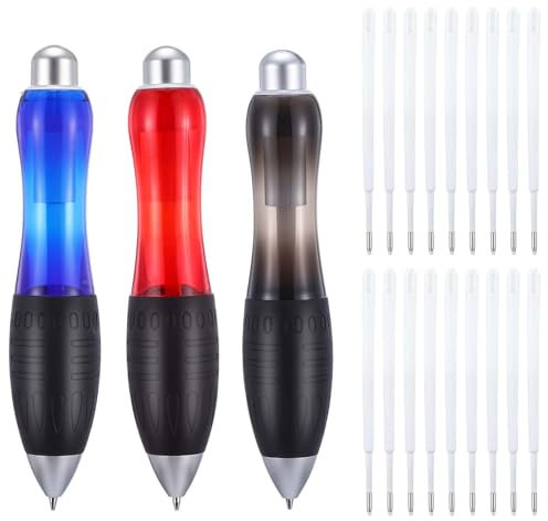 JIEYAO 3 Stück Schwere Kugelschreiber Mit Lanyard, Große Dicke Stifte mit Breitem Griff Druckkugelschreiber mit 16 Ersatzminen Helfen Beim Schreiben Bei Älteren Handzittern und Schwachen Händen