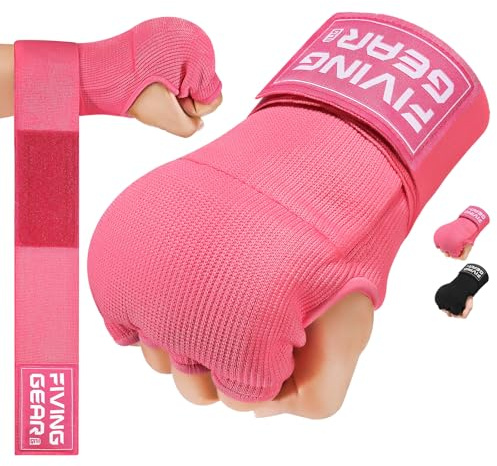 Boxing Hand Wraps Innenhandschuhe， Gel Innenhandschuhe Boxen MMA Muay Thai Training， Halbfinger，Elastische Bandagen，Unter Handschuhen, Faustschutz, Muay Thai, Kickboxen, MMA, Kampfkunst (Rosa, M)