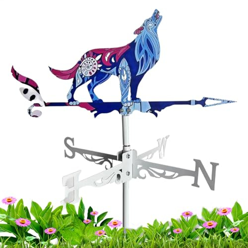 Segnavento in acciaio inox | Indicatore del a forma di gallo | Segnavento da giardino in metallo | Animali colorati Scena Fattoria Indicatore direzione del | Decorazione da giardino