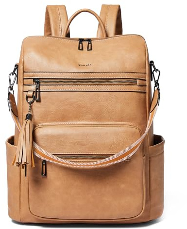 15,6 tums laptopryggsäck för kvinnor, stor läderryggsäck för resor, handbagage, vattentålig laptopryggsäck för fritidsbruk, collegeryggsäck, arbetsryggsäck för kvinnor, tvåfärgad brun