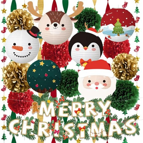 Frohe Weihnachten Banner Weihnachten hängende Ornamente Merry Christmas Papierbanner für Weihnachten Home Party Dekorationen