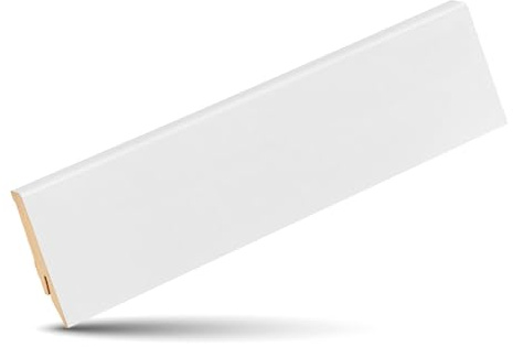 KGM Sockelleiste MEGA MDF - Weiß, 2400 x 18 x 78 mm, 1 Stück | Fußleiste, foliert, RAL9016, für PVC, Vinyl, Laminat, Clipmontage mit Kabelkanal, PEFC-zertifiziert