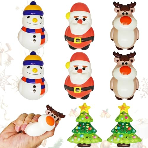 Lets Joy Anti-Stress-Spielzeug für Weihnachten, 8 Stück, Weihnachtsspielzeug für Kinder, Anti-Stress-Spielzeug, sensorisches Spielzeug, Weihnachtsmann, Rentier, Schneemann, Weihnachtsbaum, Geschenk