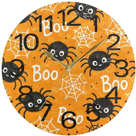 Kutsu Scale Webs Wall Clock Silent Non Ticking, Battery Operated Round Clock 10 Inch for Home Bedroom Living Room Kitchen Office School Classroom, Gold