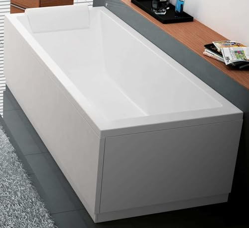 Novellini Calos 2.0 Standard con Telaio 180x80 H58 cm 200 LT Vasca Bagno Rettangolare Squadrata Acrilico Reversibile Bianco Lucido Colonna Scarico Erogatore 1 Pannello Frontale 2 Laterali Poggiatesta