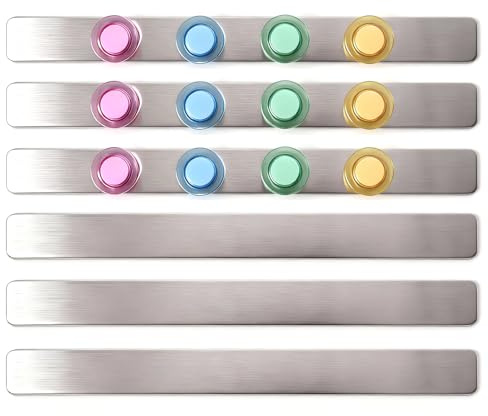 Pizarra Magnetica Pared Autoadhesivo, 6 Piezas Tablero Magnetico para Imanes Pared 30 x 3 cm, con 12 Imanes, Tablero de Anuncios para Oficina, Cocina, Escuela, Fotos, Papel, Notas