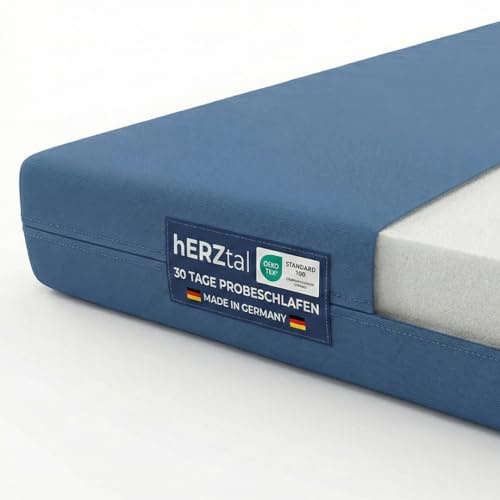 hERZtal Matratze Basic Sleep Kaltschaum | Mittelfest H3 | Abnehmbarer Bezug| 60°C waschbar | Kaltschaum-Matratze | Öko-Tex Zertifiziert (140x200 cm, 16.6, 16.6, Zentimeter)