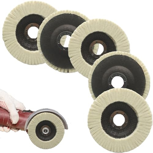 5 Piezas 115 * 22mm Disco de Fieltro, Rueda de Fieltro de Lana, Rueda Pulidora de Fieltro, para Acero Inoxidable Vidrio Metales Aluminio Amoladora Angular Rueda Pulidora