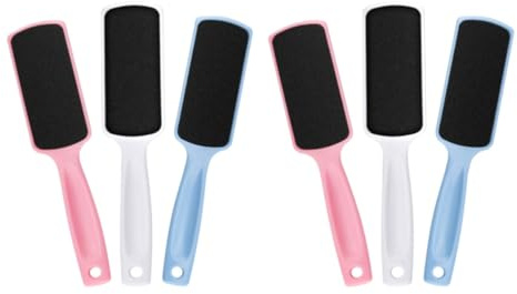 PAMINGONO 6 Stück Doppelseitige Kunststoff Peelingfeile zur Pediküre mit Schleifpapier für Effektives Entfernen Abgestorbener Haut und Trockener Hornhaut an Füßen Zufällige Zufällige Farbe