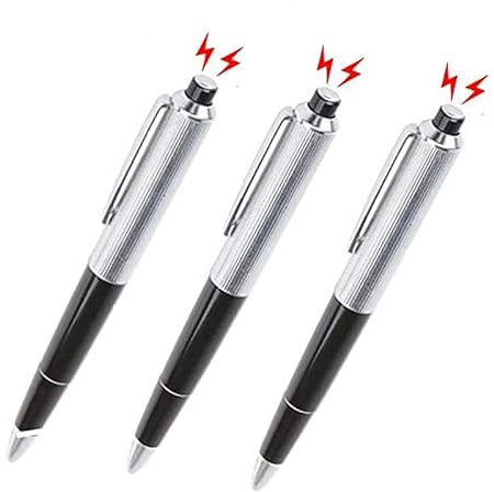 Cooplay 3pcs Shocking Adult Prank Prop Joke to Friends Electric Shock Pen Shape Trick Gag Gadget Funny for Fool's Day Halloween