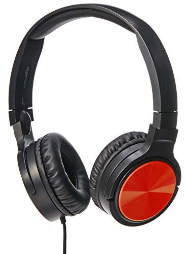 Amazon Basics, Cuffie On-Ear, leggere - Rosso