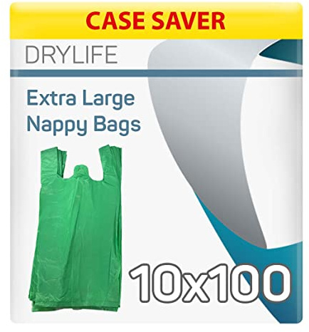 Drylife Apfel Parfümiert Groß Einweg Windelbeutel - 10 Packungen mit 100